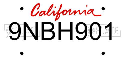 9NBH901 California License Plate