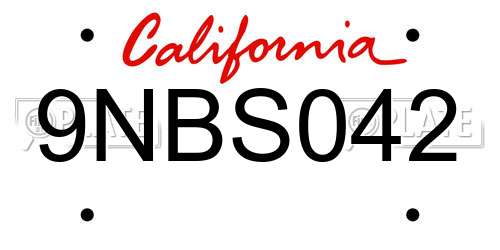 9NBS042 California License Plate