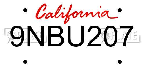 9NBU207 California License Plate