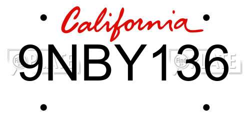 9NBY136 California License Plate