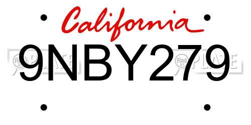 9NBY279 California License Plate