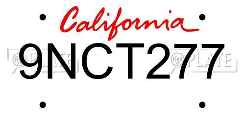9NCT277 California License Plate