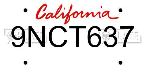 9NCT637 California License Plate