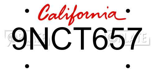 9NCT657 California License Plate
