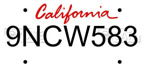 9NCW583 California License Plate