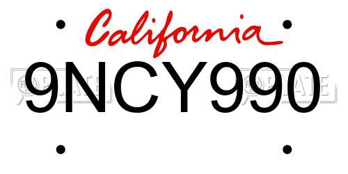 9NCY990 California License Plate