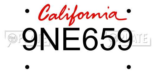 9NE659 California License Plate