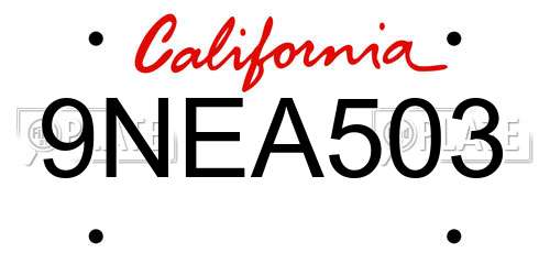 9NEA503 California License Plate
