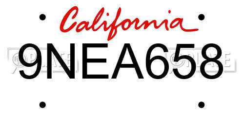 9NEA658 California License Plate