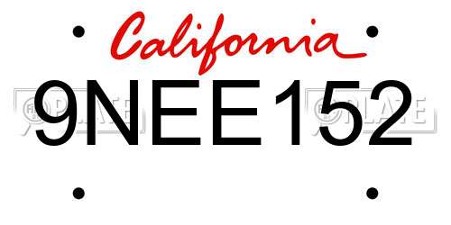 9NEE152 California License Plate