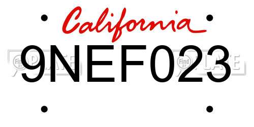 9NEF023 California License Plate