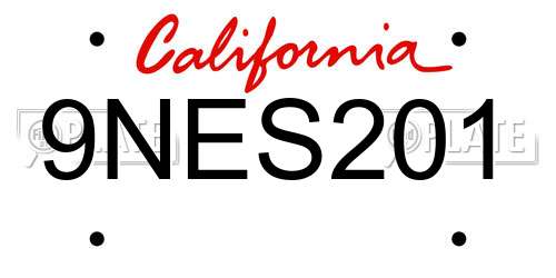 9NES201 California License Plate