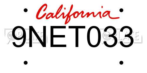 9NET033 California License Plate