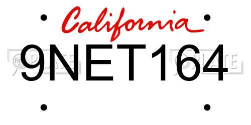 9NET164 California License Plate