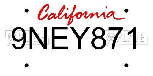 9NEY871 California License Plate