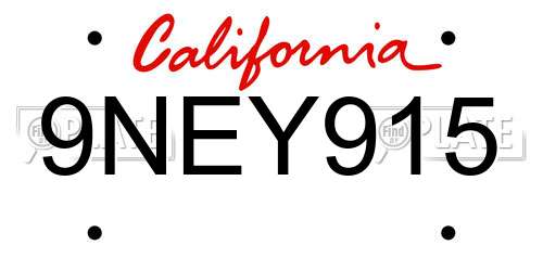 9NEY915 California License Plate