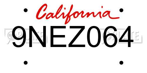 9NEZ064 California License Plate