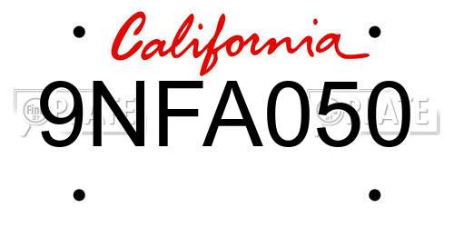 9NFA050 California License Plate