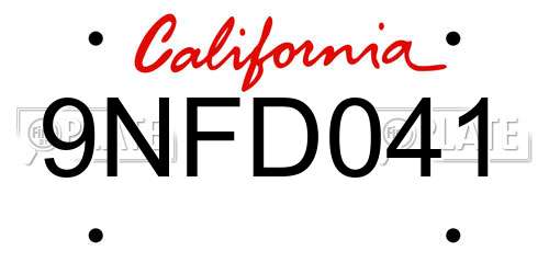 9NFD041 California License Plate