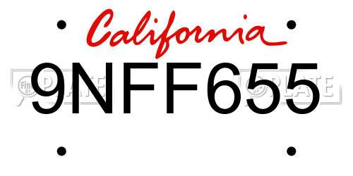 9NFF655 California License Plate