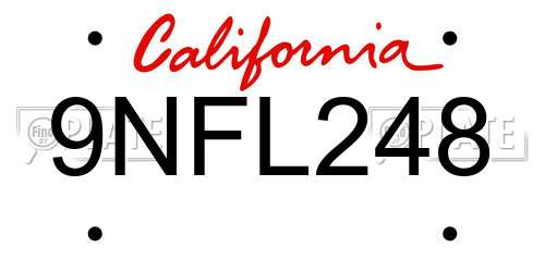 9NFL248 California License Plate