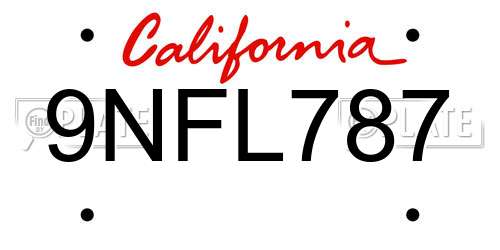 9NFL787 California License Plate