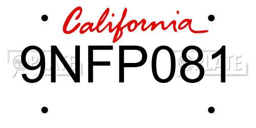 9NFP081 California License Plate