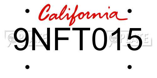 9NFT015 California License Plate