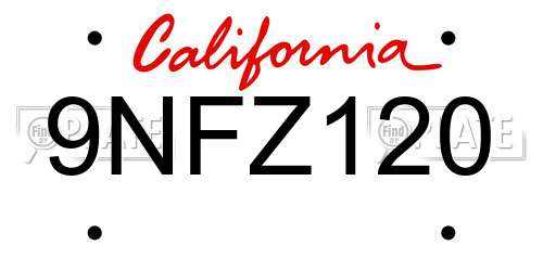 9NFZ120 California License Plate