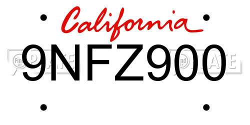 9NFZ900 California License Plate