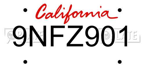 9NFZ901 California License Plate