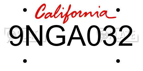 9NGA032 California License Plate