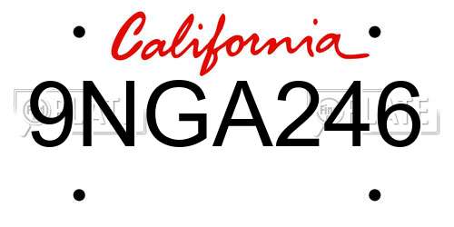 9NGA246 California License Plate