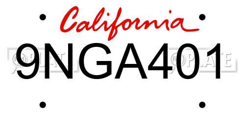 9NGA401 California License Plate