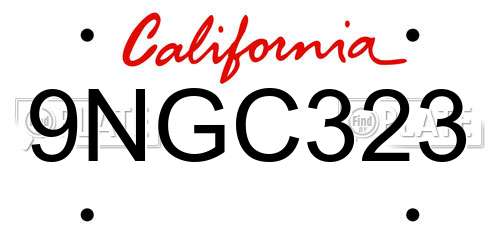 9NGC323 California License Plate