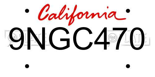9NGC470 California License Plate