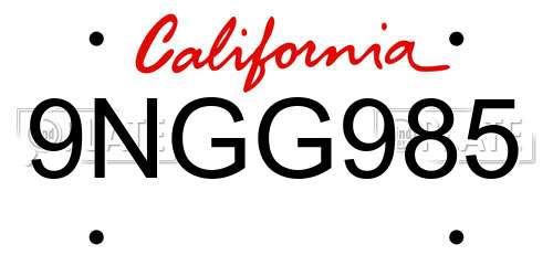 9NGG985 California License Plate