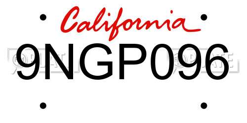 9NGP096 California License Plate