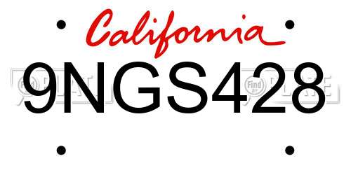 9NGS428 California License Plate