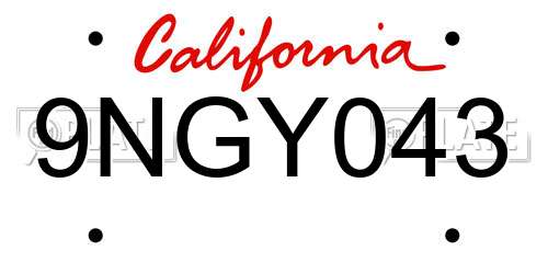 9NGY043 California License Plate