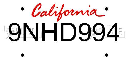 9NHD994 California License Plate
