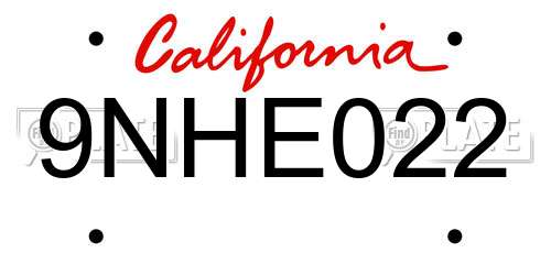 9NHE022 California License Plate