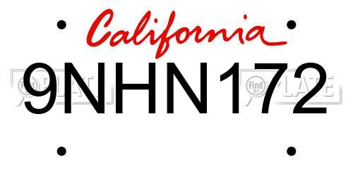 9NHN172 California License Plate