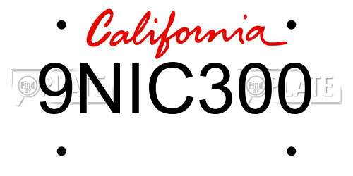 9NIC300 California License Plate