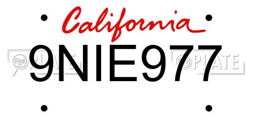 9NIE977 California License Plate