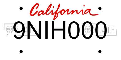 9NIH000 California License Plate