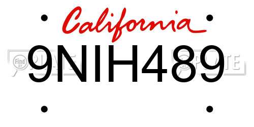 9NIH489 California License Plate
