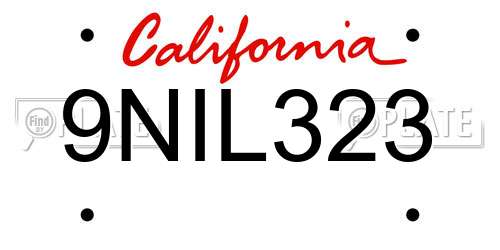 9NIL323 California License Plate