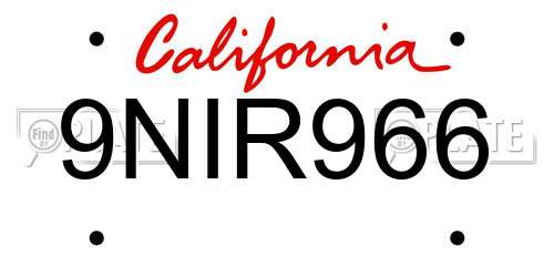 9NIR966 California License Plate