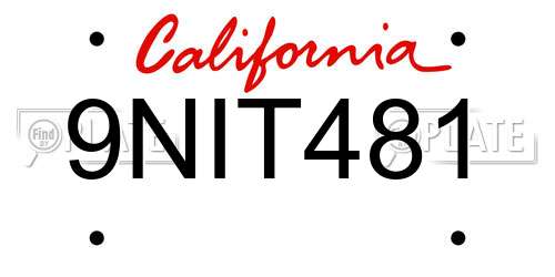 9NIT481 California License Plate